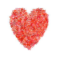 Fototapeta na wymiar Illustration of big heart shape filled with hearts