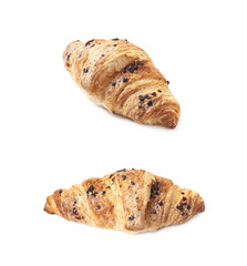 Chocolate croissant pastry isolated