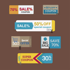 Fototapeta premium Sale coupon card percent discount symbol vector illustration.