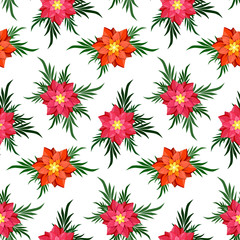 Seamless background of flowers on a white background.