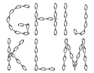 Fototapeta na wymiar Vector alphabet letters made from metal chain, isolated on white .