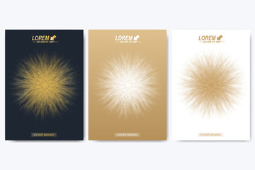 Modern vector template for brochure, leaflet, flyer, cover, catalog, magazine or annual report in A4 size. Business, science and technology design book layout. Presentation with golden mandala.