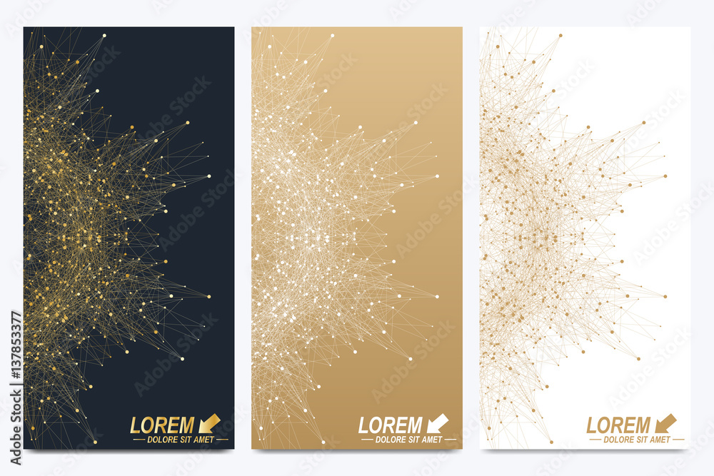 Aufkleber modern set of vector flyers. geometric abstract presentation. molecule and communication background 