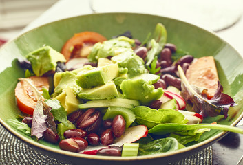 Fresh green salad close up