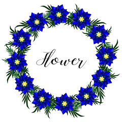 A wreath of flowers on a white background.