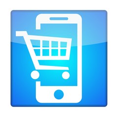 Smartphone mit Einkaufswagen, Online-Shopping