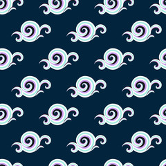 Vector seamless pattern with curls and swirls