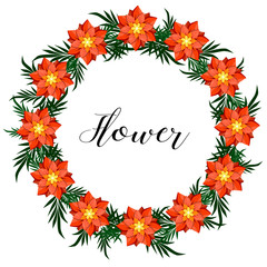 A wreath of flowers on a white background.