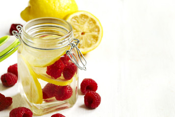 Healthy Spa Water with raspberry and lemon