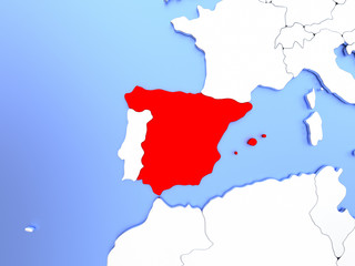 Spain in red on map