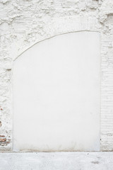 Abstract vintage empty background.Photo of old white painted brick wall texture. White washed brickwall surface.Vertical mockup. Front side view.