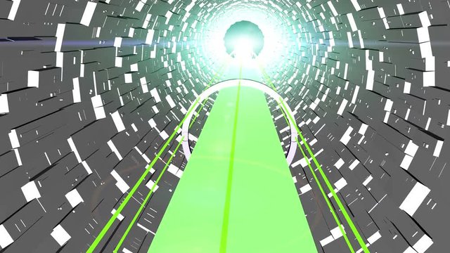 Technology tunnel seamless animation with glow and capsule