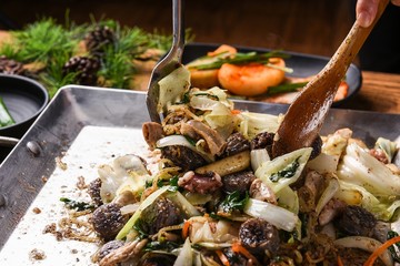  sundae gopchang bokkeum. Stir-fried Korean Sausage with beef tripe.	