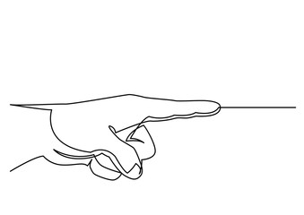 continuous line drawing of hand pointing direction with index finger