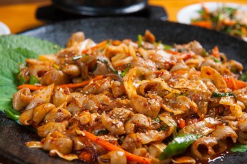 yache gopchang bokkeum. Stir-fried Beef Tripe with Vegetables.