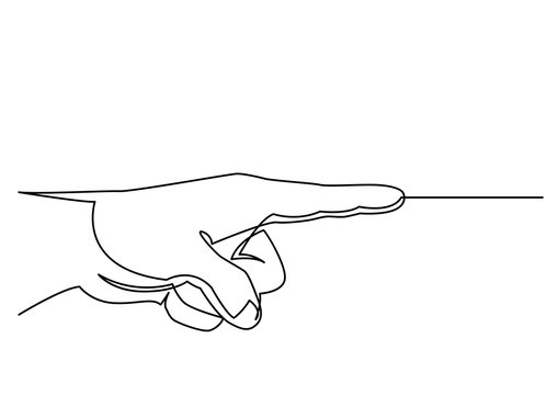 continuous line drawing of hand pointing direction with index finger