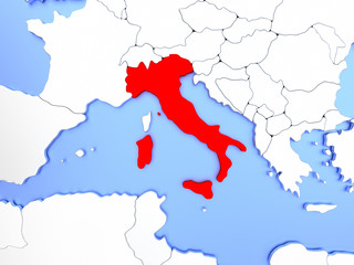 Italy in red on map