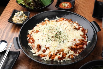 cheese gopchang bokkeum. Stir-fried Beef Tripe with cheese.