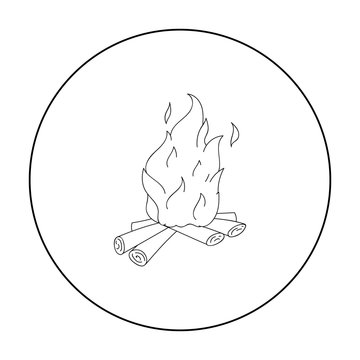 recommend clip art: Campfire of stone age icon in outline style isolated on white background. Stone age symbol stock vector illustration.