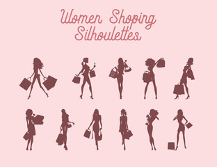 women shoping silhouettes