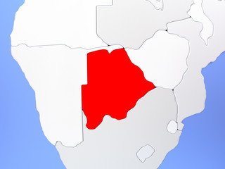 Botswana in red on map