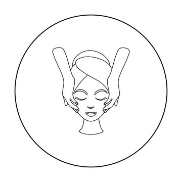 recommend clip art: Facial massage icon in outline style isolated on white background. Skin care symbol stock vector illustration.