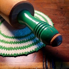 Antique wood rolling pin.