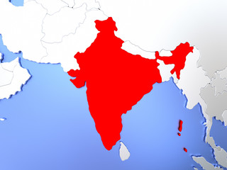 India in red on map