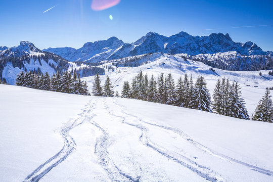 Skigebiet in den Alpen