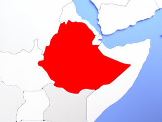 Ethiopia in red on map