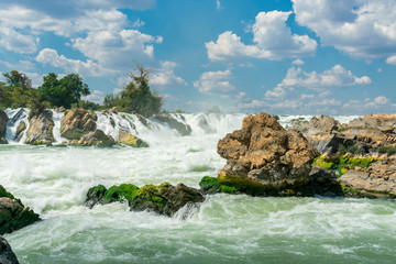 Khon Phapheng fall in Laos, Niagara of Asia waterfall landscape