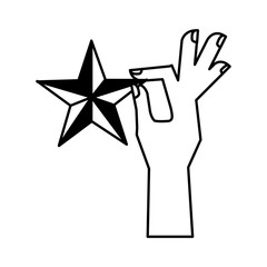 hand human with star vector illustration design