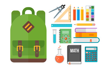 School supplies stationery equipment vector illustration.