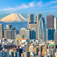 Tableaux ronds sur plexiglas Anti-reflet Tokyo Horizon de Tokyo et Fuji de montagne