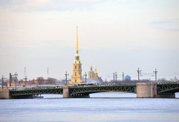 Peter and Paul Cathedral and Palace Bridge.