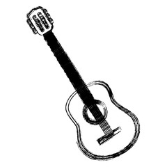 blurred silhouette acoustic musical guitar instrument vector illustration