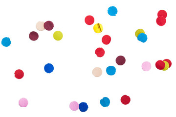 Colorful Confetti in front on isolated White Background