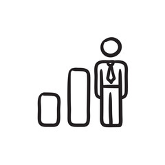 Businessman and graph sketch icon.
