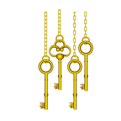 Fototapeta na wymiar gold old keys hanging icon , vector illustration image design