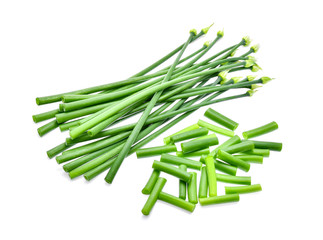 Chives flower or Chinese chive isolated on white background