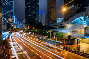 Fototapeta na wymiar urban traffic with cityscape in Hong Kong,China.