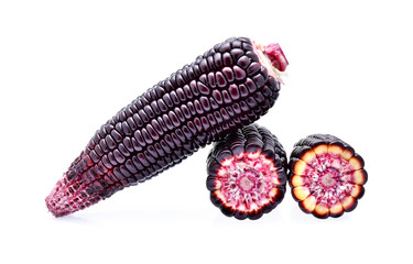 Ripe purple corn isolated on white background