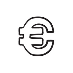 Euro symbol sketch icon.