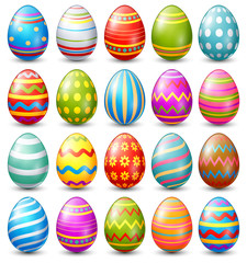 Easter eggs collection on a white background