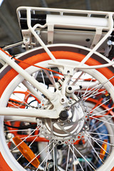 Fototapeta na wymiar Disc brake on the rear wheel of electric bike
