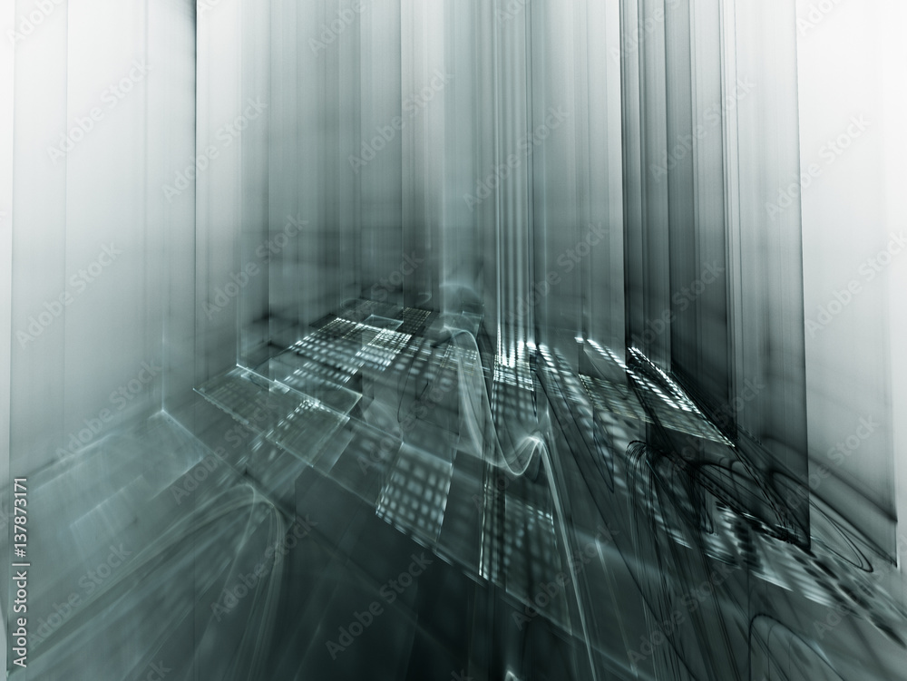 Poster abstract background element. three-dimensional composition of wave shapes, grids and beams. science 