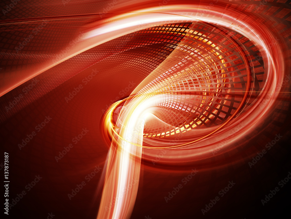 Poster abstract background element. three-dimensional composition of twisted shapes, grids and blurs.scienc