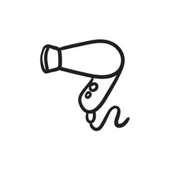 Hair dryer sketch icon.