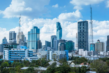 Fototapeta premium Business Building Bangkok city area, panorama view