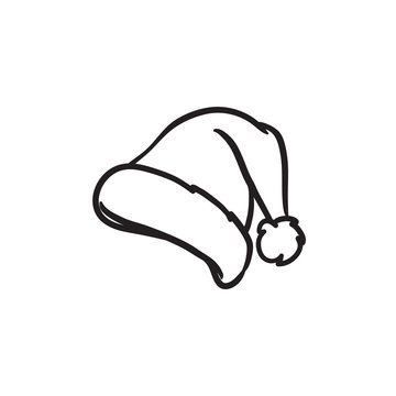 Santa hat sketch icon.